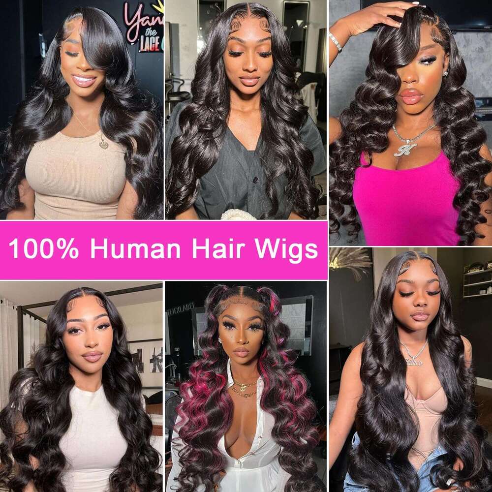 x Glueless Density Human Hair Lace Wig Body Wave Transparent Brazilian PrePlucked on Sale