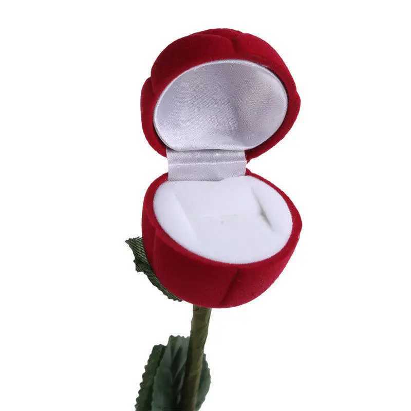 New portable 3D red rose bead treasure box wedding ring gift box earring storage display stand earring box 1 piece W241019