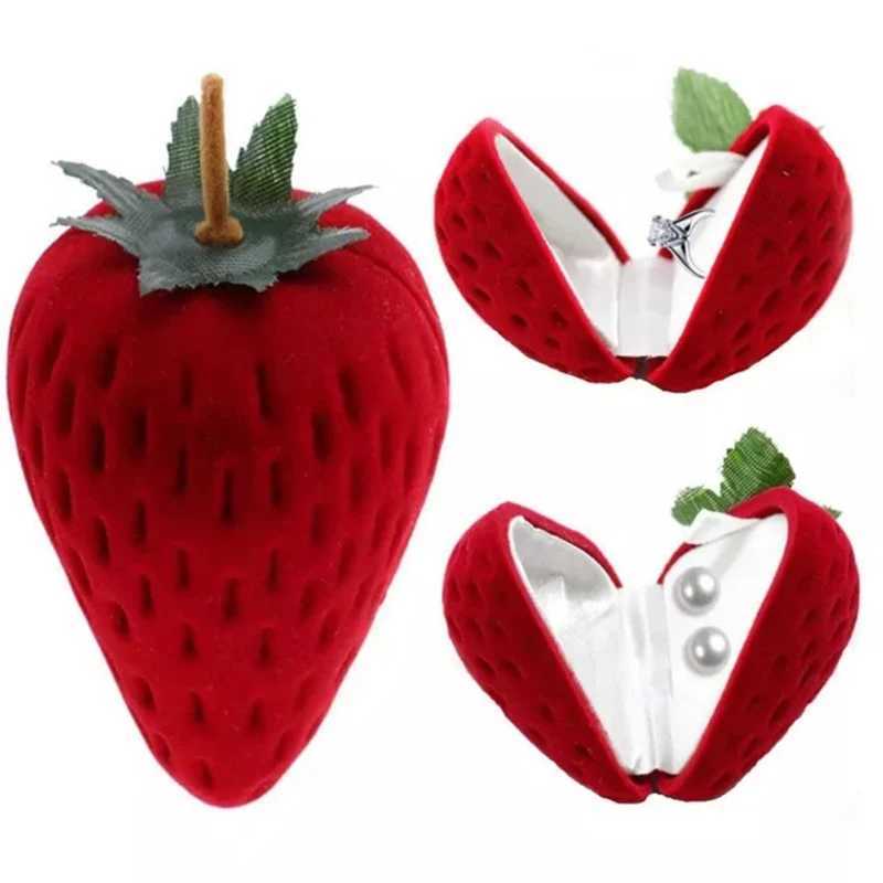 5 Strawberry Jewelry Boxes Velvet Heart Wedding Ring Boxes Recommended Ring Display Boxes Jewelry Packaging Gift Boxes W241019
