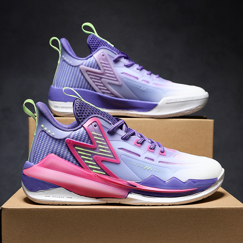 Night light basketball men's high top boots, tennis top, student practical sneakers, cement floor sports shoes, a pair