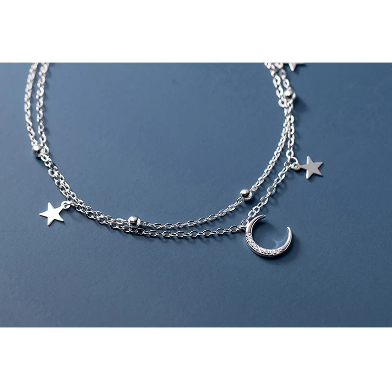 La Monada 163cm laminated womens silver bracelet Starry Moon Charm 925 womens silver bracelet 241018