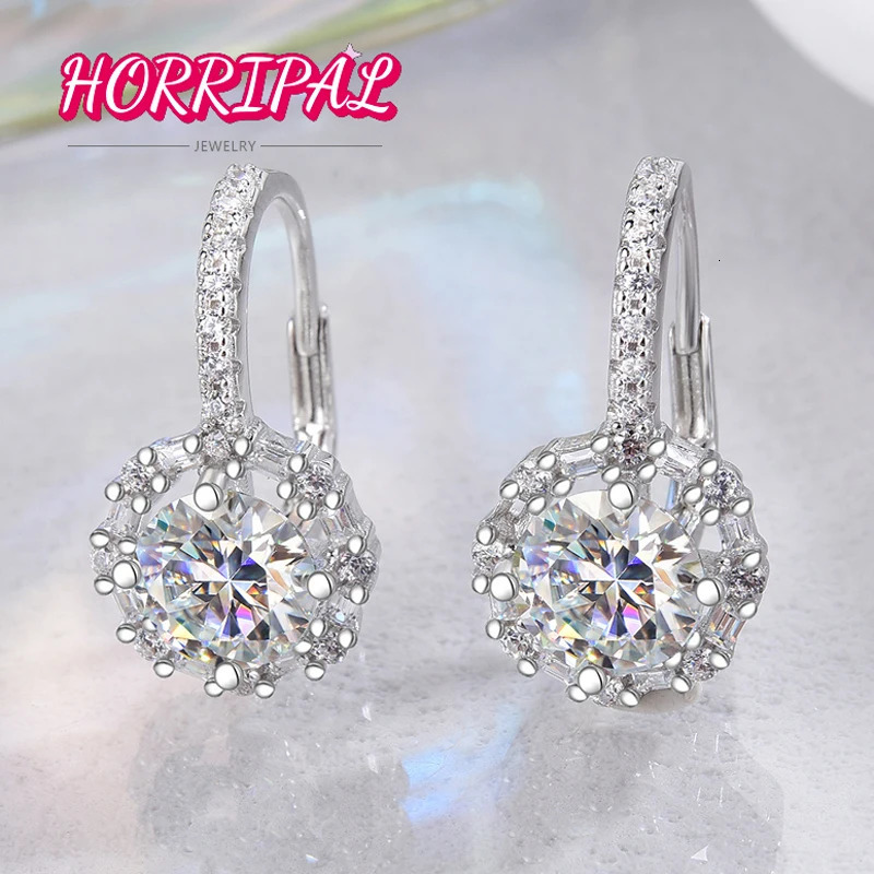 HORRIPAL 1CTTW D VVS1 Ring Earrings S925 Pure Silver Womens Sparkling Diamond Jewelry GRA Passed Tester 241018