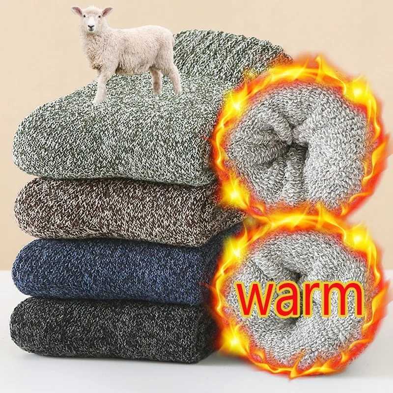 2024 New Autumn Winter Super Thicker Warm Socks Wool Male Men Women Casual Socks Solid Wool Sock Against Cold Snow Terry SocksXJ241019