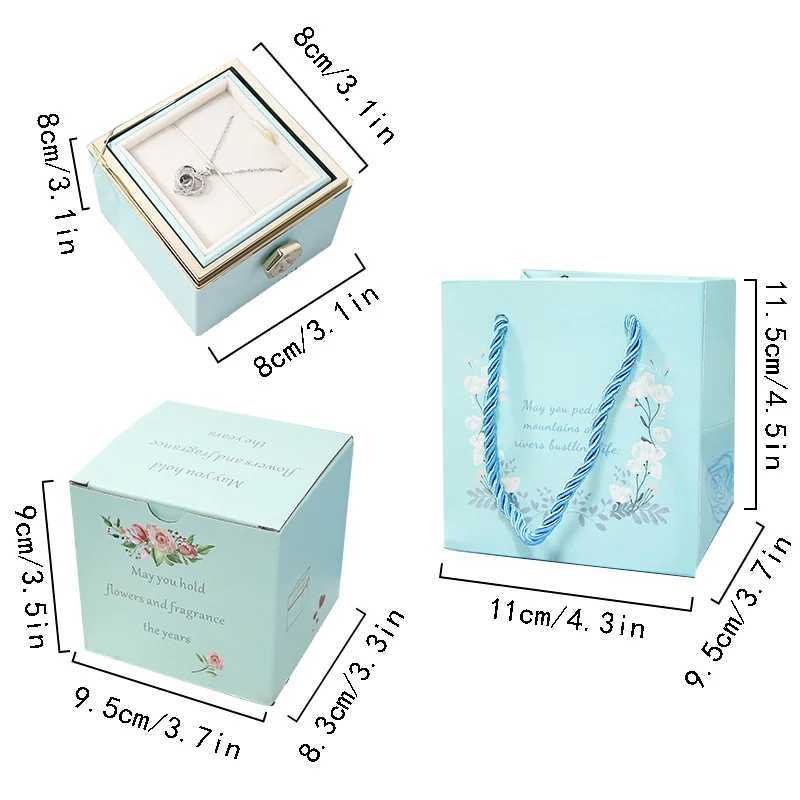 New Rotating Rose Jewelry Gift Box Valentines Day Wedding Acrylic Ring Box Necklace Storage Rose Jewelry Display Stand W241019