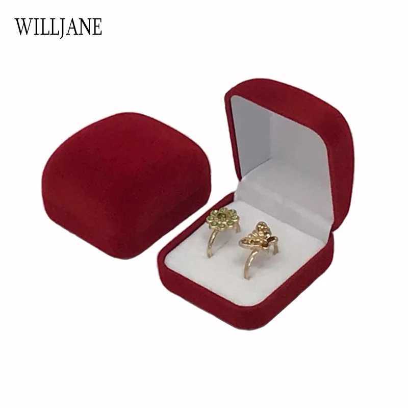 Wholesale Double Wedding Ring Box Velvet Engagement Ceremony Valentines Day Gift Couple Ring Jewelry Packaging Storage Organizer W241019