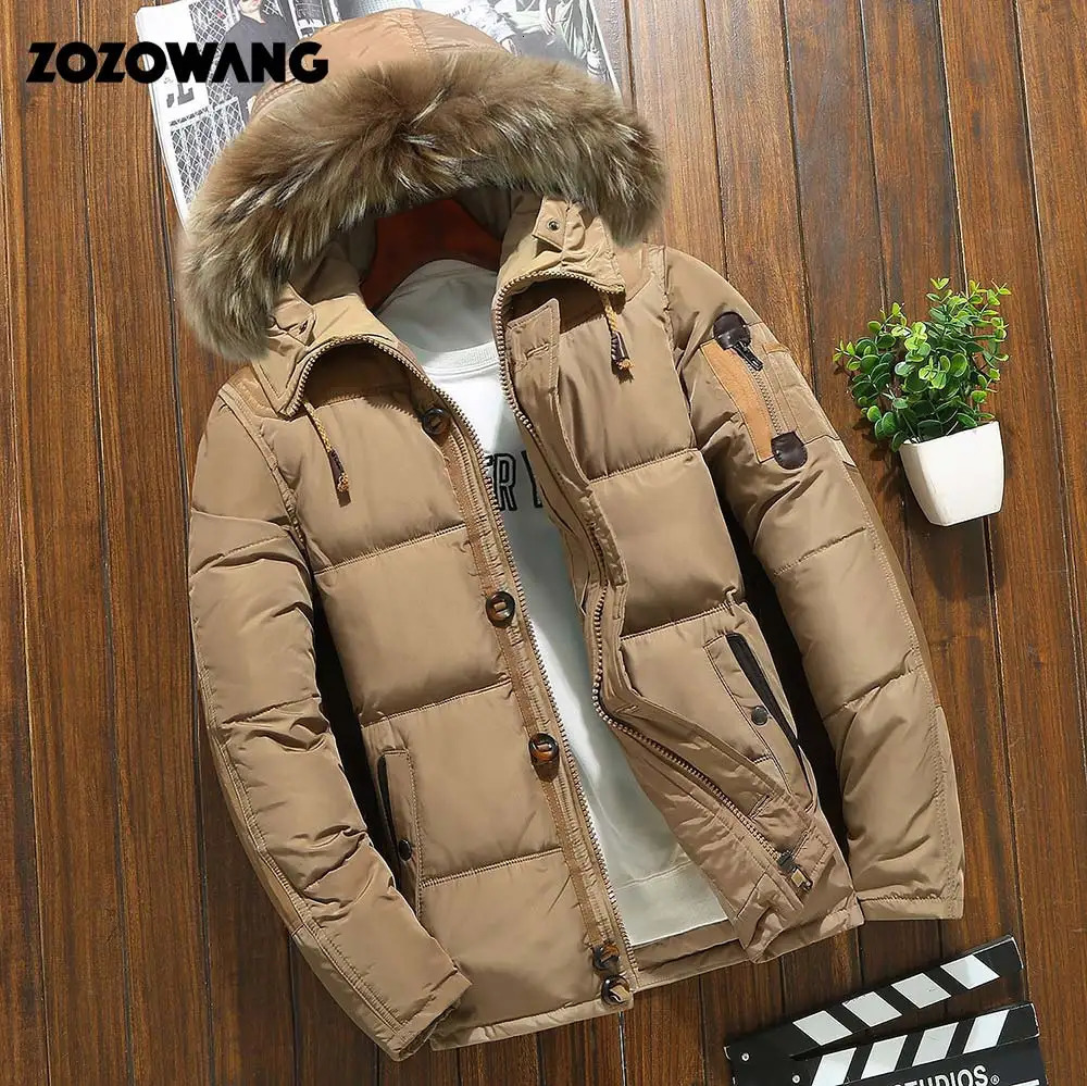 90% down jacket mens winter jacket mens fashion thick warm Parkas fur white duck down jacket casual mens waterproof down jacket 241018
