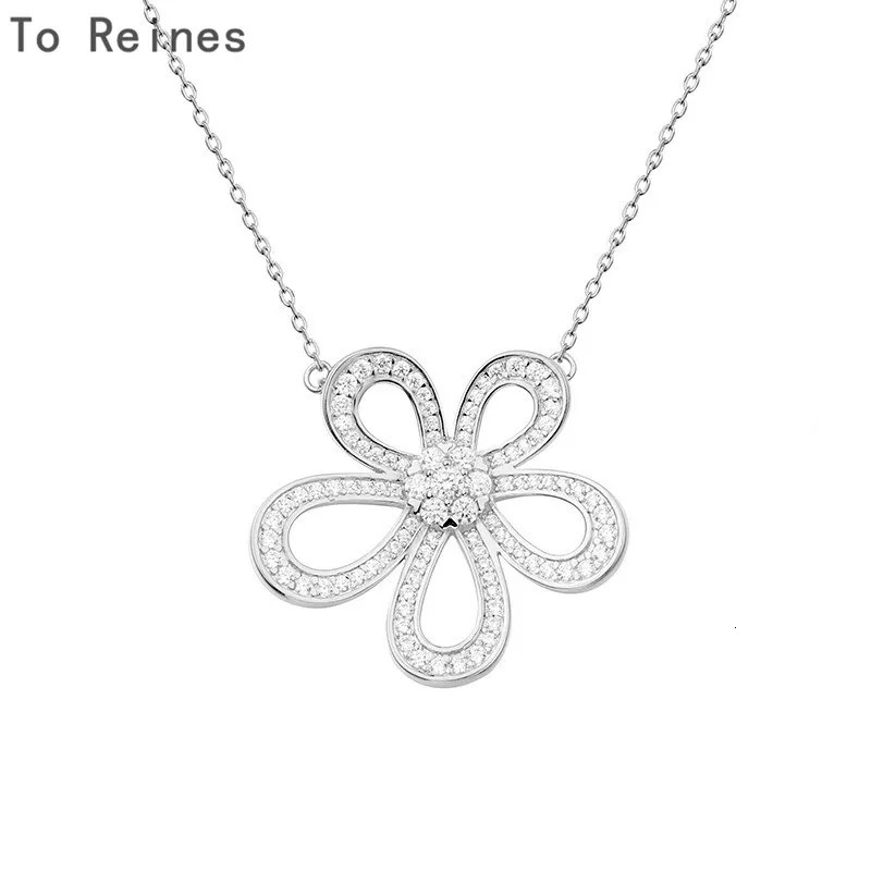 To Reines Fashion Creative Flower Pendant Necklace Women S925 Silver Five Leaf Flower Birthday Party Jewelry Necklace 241018