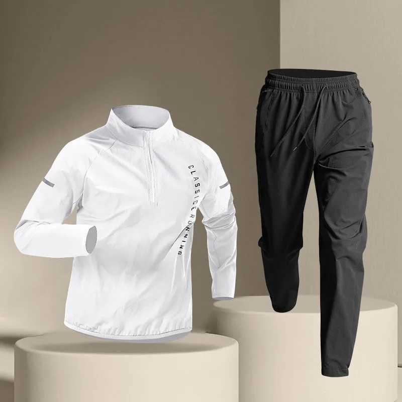 Mens training track and field clothes fitness compression sportswear running and jogging sportswear exercise 2 pieces/set of fitness clothing W241018