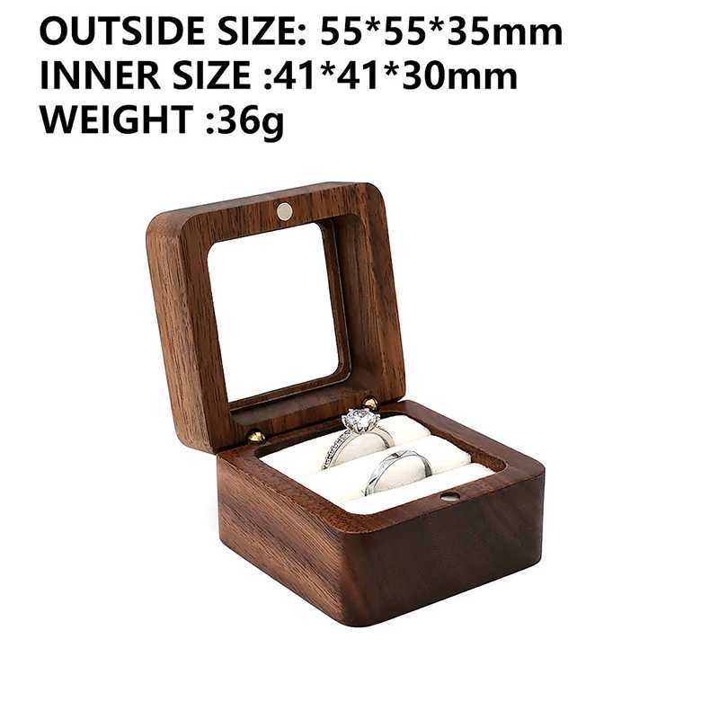 Jewelry Box Walnut Solid Wood Wedding Ring Box Small Jewelry Storage Table Top for Wedding Diamond Rings W241019