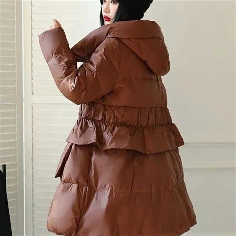 Korean Winter Down Cotton Jacket 2024 New Women Parkas Puffer Jacket Hooded Long Fluffy Loose Snow Wear Puffer Coat Bread JacketX241019