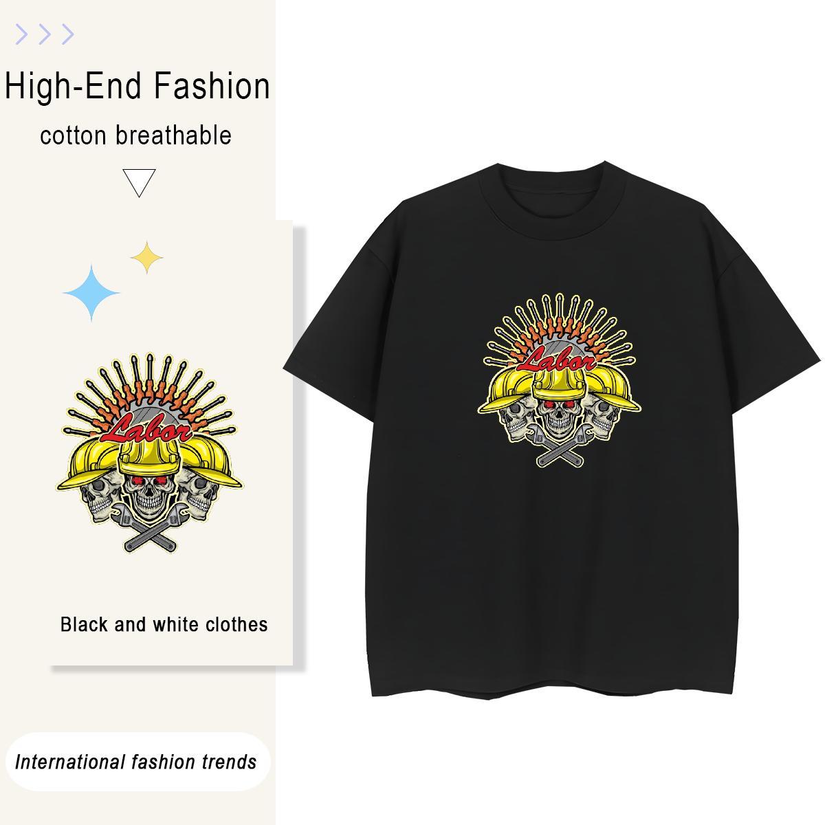 DIY T Shirts Women 230g Pure Cotton Short sleeve Soft Street skull Woman Tshirt Designer Anime Print Tee Shirt
