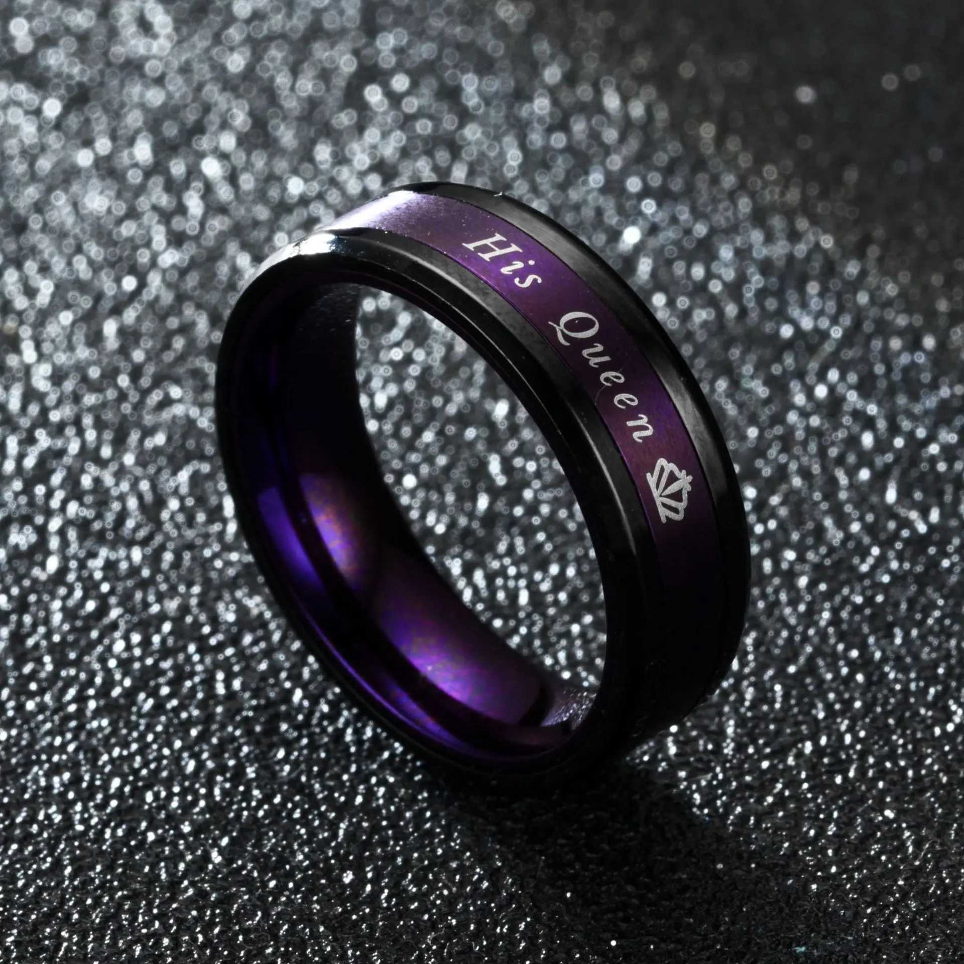 New couple for womens ring queen stainless steel ring romantic wedding band ring jewelry gift Y241019