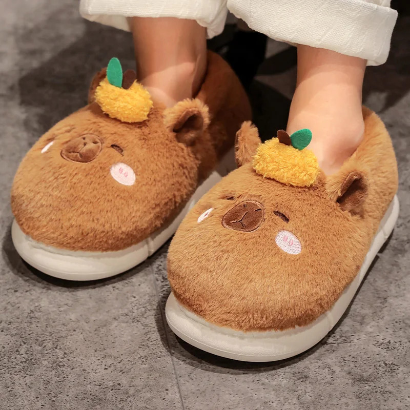 Highland Cow Capybara plush slider Christmas home cotton shoes cute animal anti slip indoor winter warm house slider gift 241018
