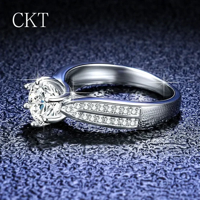 Original PT950 Platinum Ring Sparkling D-Color 3- Solitaire Laboratory Diamond Ring Wedding Ring 241007