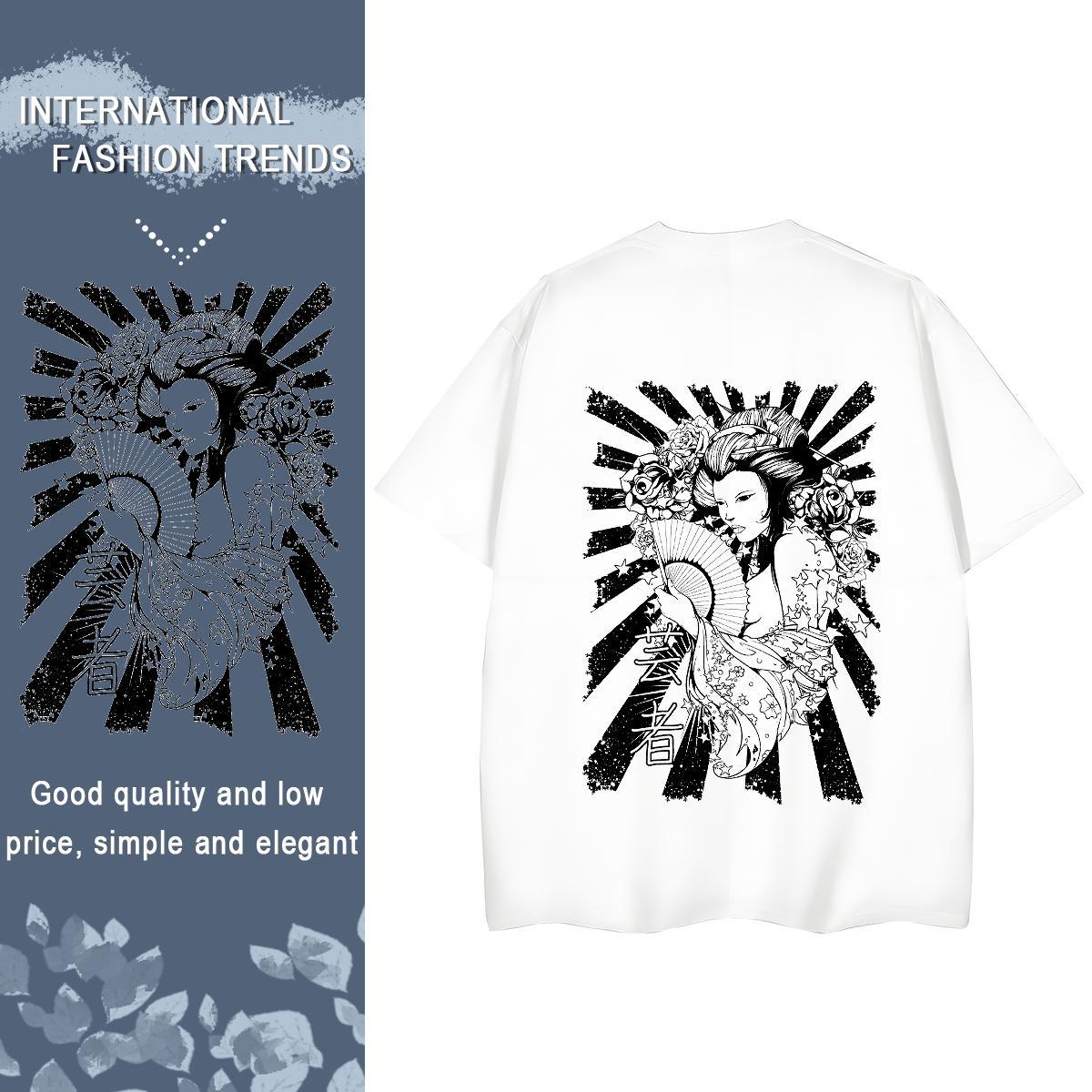 Custom Womens T Shirts 230g 100% Cotton Round Neck Short Sleeve Home Outdoor skull Lady T shirt Soft Cartoon Floral Printing Tops