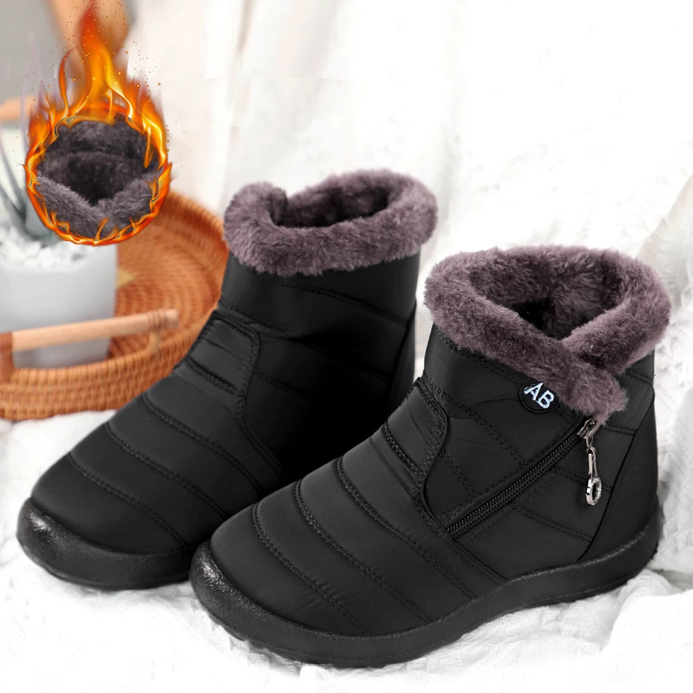 Winter Womens Waterproof Snow Boots Winter Womens Casual Lightweight Ankle Boots Warm Fur Winter Boots Botas Mujer 241018