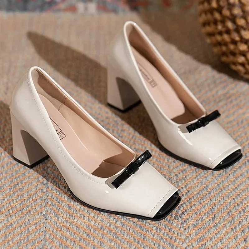 Spring Fashions new shallow mouth square toe pump provides comfortable and elegant high-heeled square toe color matching for womens shoes Y241019