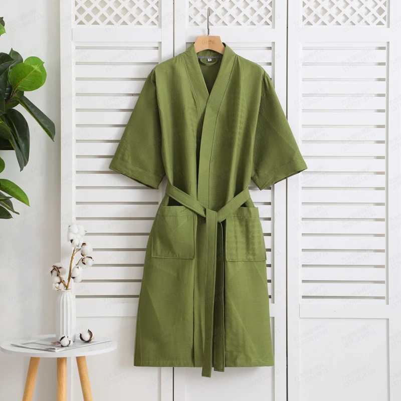 Bathrobe Men Cotton Hooded Waffle Absorbent Long Robe Men Femlae Thin String Bathrobes Loose Home Bathrobe Ch stmas Gift PinkXJ241018
