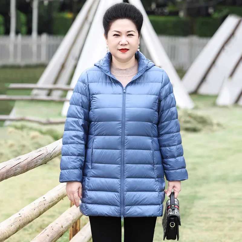 Autumn Winter Warm Womens Jacket 2023 New Korean Hooded Slim-fit X-long Mom Coat Plus Size 5xl 6xl Female Office Lady JacketX241019