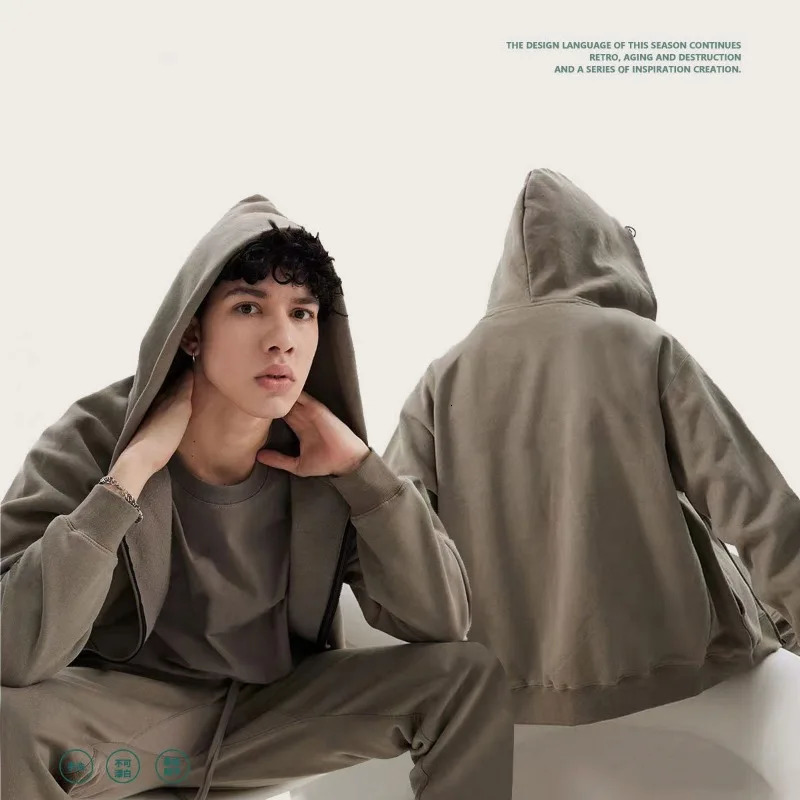 hoodie mens trendy loose zipper jacket and womens couple outfit embroidery 241019