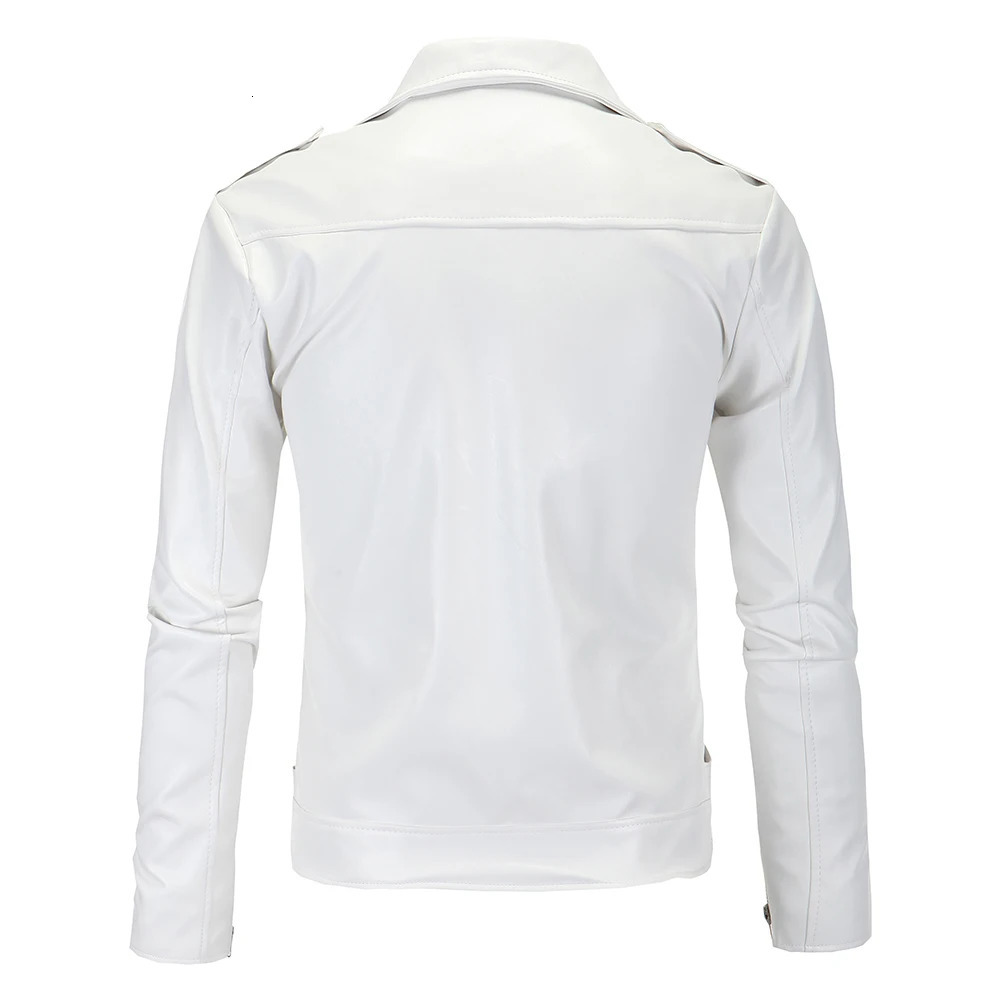 mens ultra-thin white leather jacket Oblique zipper motorcycle jacket mens jacket motorcycle leather jacket size 4XL 241019