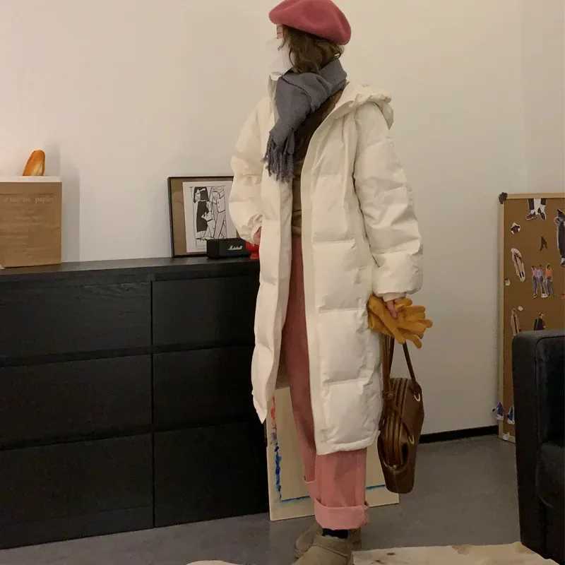 Womens Down Padded Hooded Parka Mid Long Coat Warm Ladies Outwear Female Tops Jacket for Women Casual Clothes KoreanX241019
