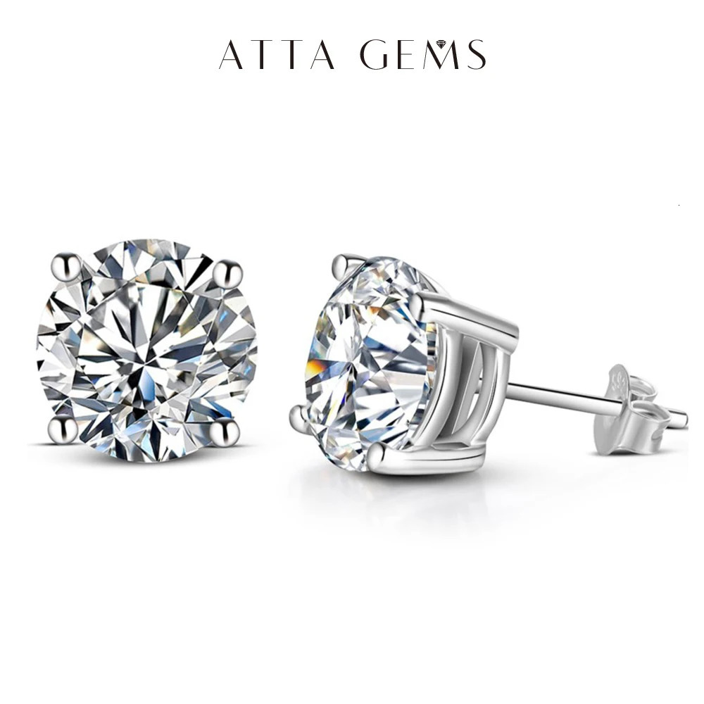 Attachment 2 carat 8.0mm D colored silica earrings suitable for women high-quality 100% 925 sterling silver sparkling wedding jewelry 241018