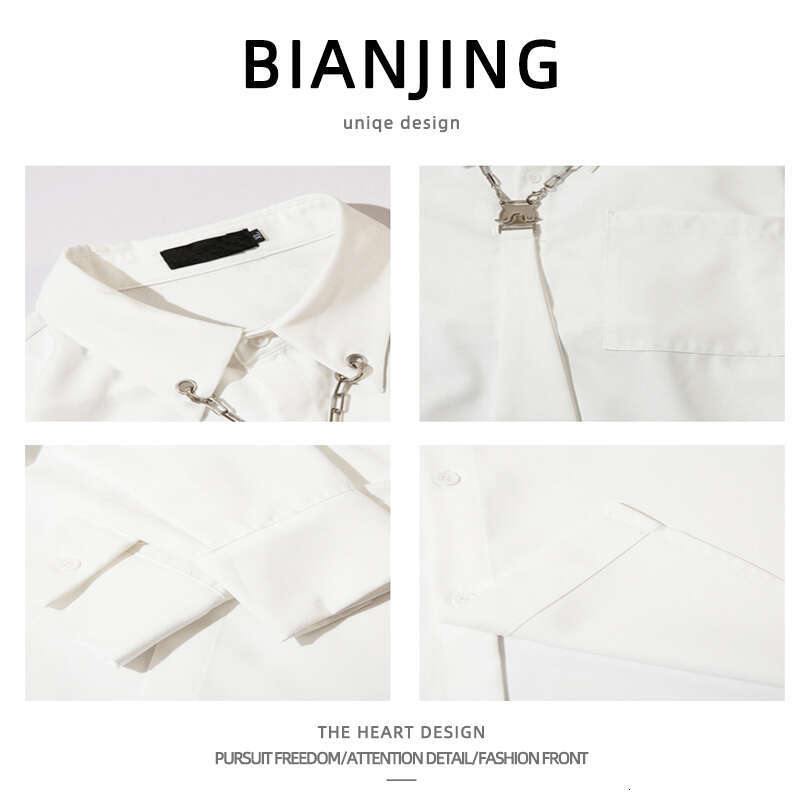 shanshi Men's shirts American style tie long sleeve in spring autumn trendy versatile high-end personalized and cool casual shirt for men