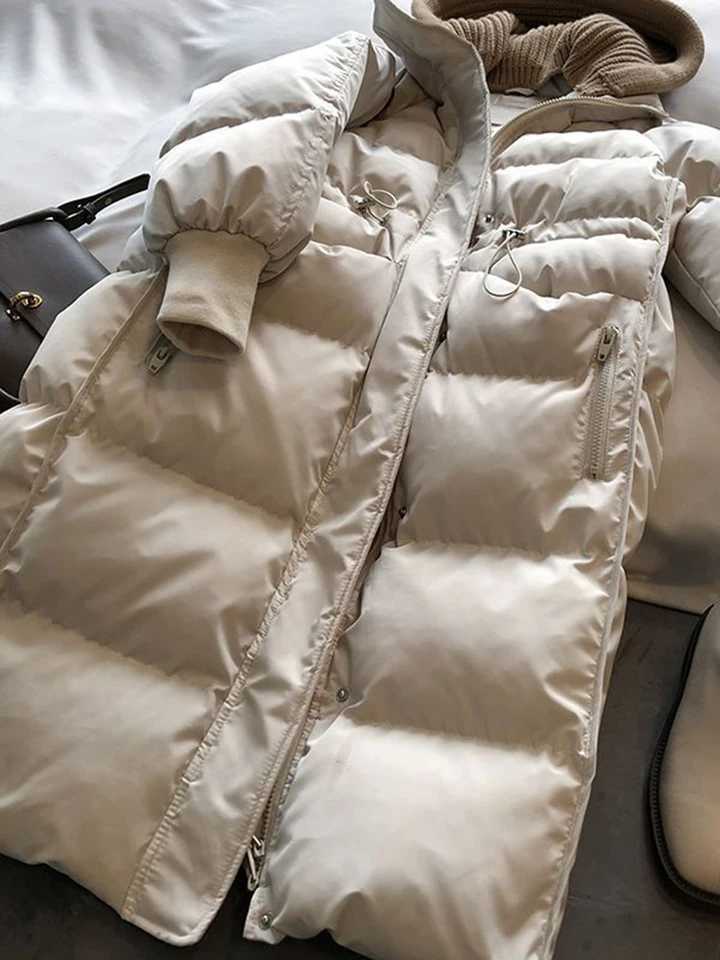 Cotton Padded Woolen Removable Hooded Down Jacket For Womens Winter Long Loose Thickened Warm Woolen Hooded Snow Parka CoatX241019