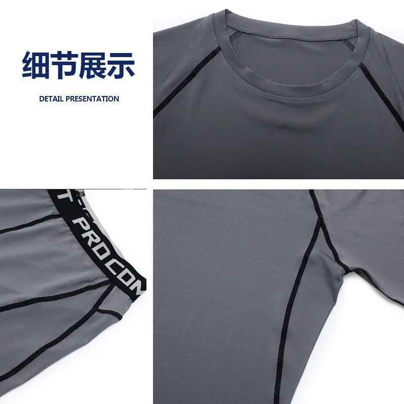 Sportswear New Mens Compression Running Set Quick Drying Training Gym Fitness Rashguard Tracksuit Mens 2-piece Sportswear W241018