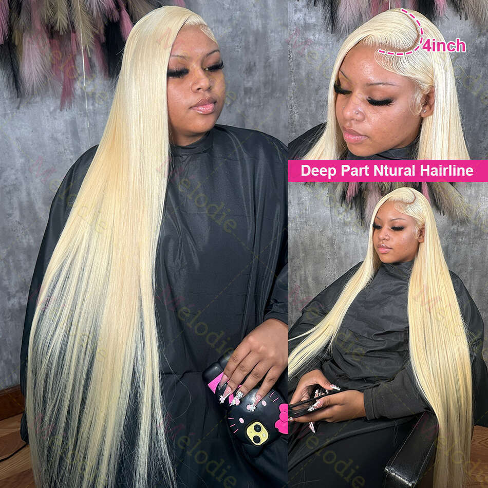 613 Honey Blonde HD Frontal 38 40 Inch 13x4 Lace Front Wig Human Hair Brazilian Straight Colored For Women
