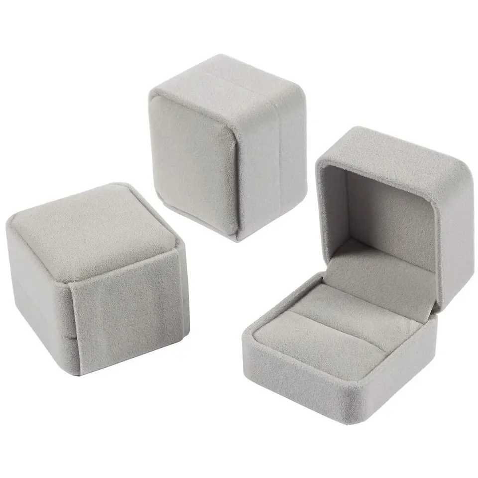 6-piece square velvet ring box ring earring stud storage organizer jewelry gift box romantic recommendation wedding ring box W241019
