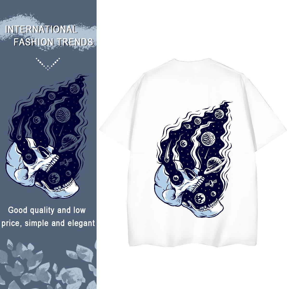 Factory Direct T Shirts Women 230g Cotton Short Sleeve O-Neck Spring Summer skull Couples T Shirts Lady DIY Logo Wear