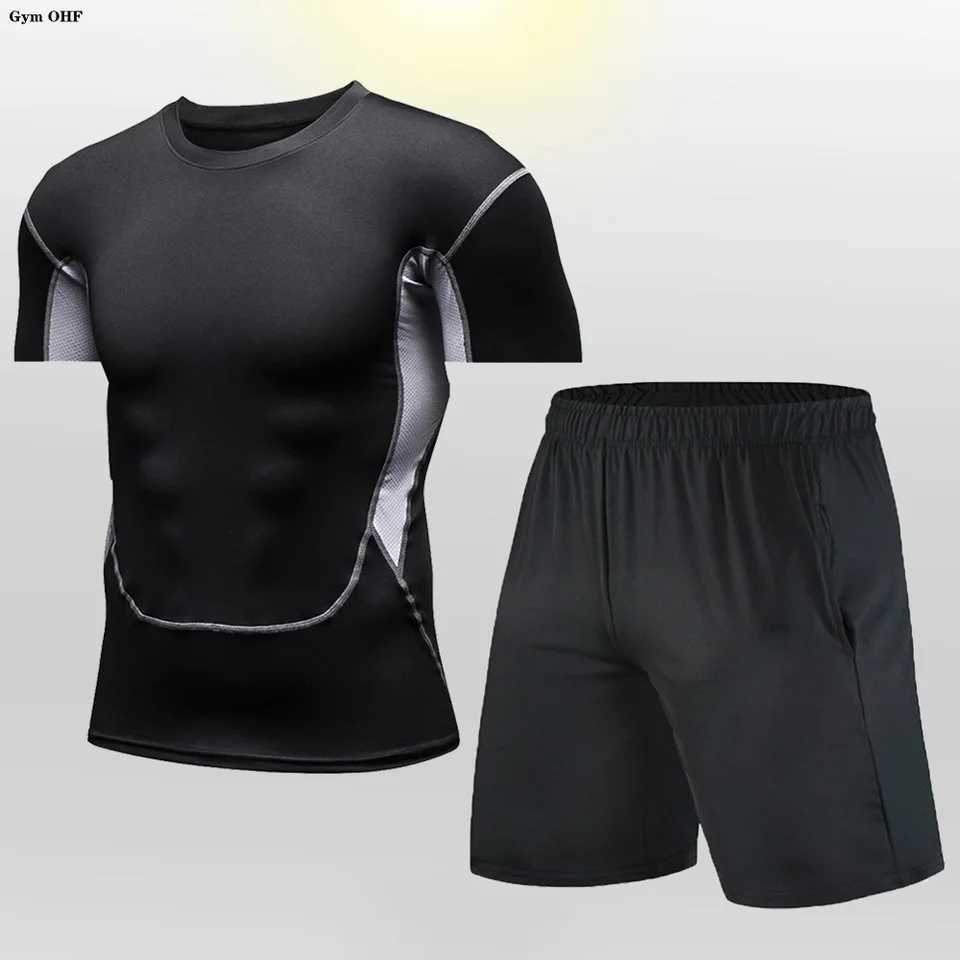 Mens sportswear set solid color series sports quick drying sweatshirt absorbs milk silk gym running boxing MMA training W241018