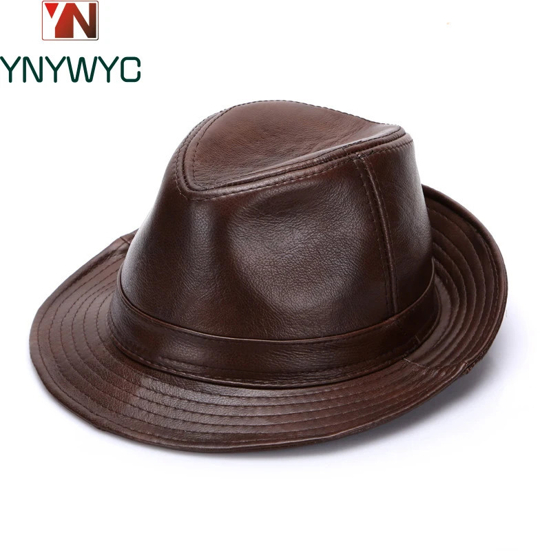 2024 mens fashion hat autumn warm denim 100% real denim leather hat mens real denim leather hat 241018