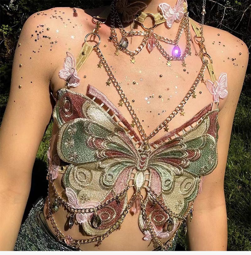 Butterfly tie spaghetti strap sexy girl style slim fit slimming beauty back strap vest female design sense strapless top