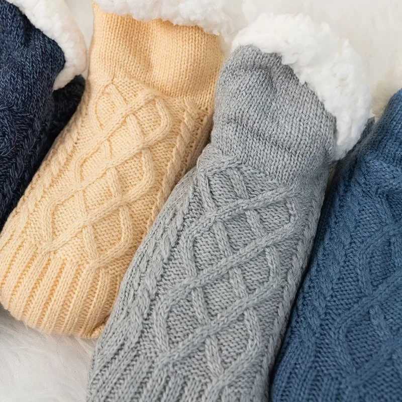 Winter Warm Slippers Socks Indoor Home Floor Sock with Fleece Thickened Mens Socks Winter Warm Dormitory Sleeping Sock Non-slipXJ241019