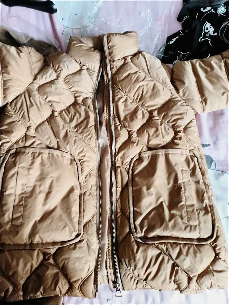Oversized Lightweight Down Cotton Coats Winter Loose Mid-length Casual Basic Jaqueta Tops Korea Warm Classic Big Pocket JacketsX241019