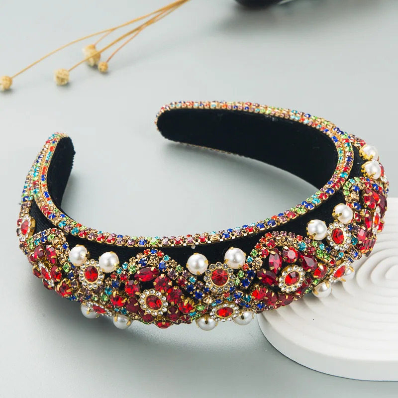 Fashion Diamond Pearl Headband Trend Retro Sponge Hairband Ladies Elegant Wedding Bridal Hair Accessories 241018