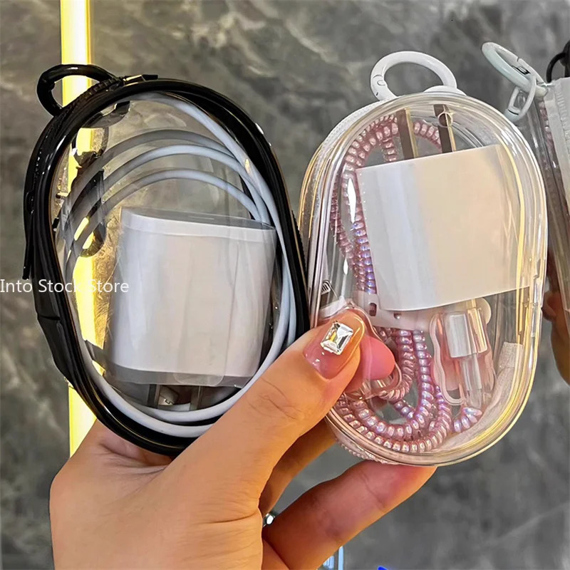 Round Black PVC Transparent Cosmetic Bags Jewelry Organizer Portable Data Cable Earphone Coin Charger Storage Pouches 241019 zhanyishengli