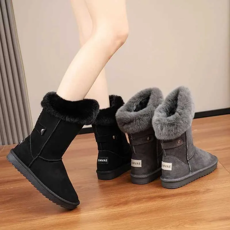 Female 2024 Winter New Fashion Platform Snow Boots Women Designer Boot Solid Round Toed Warm Plush Cotten Shoes Size 42 H240709