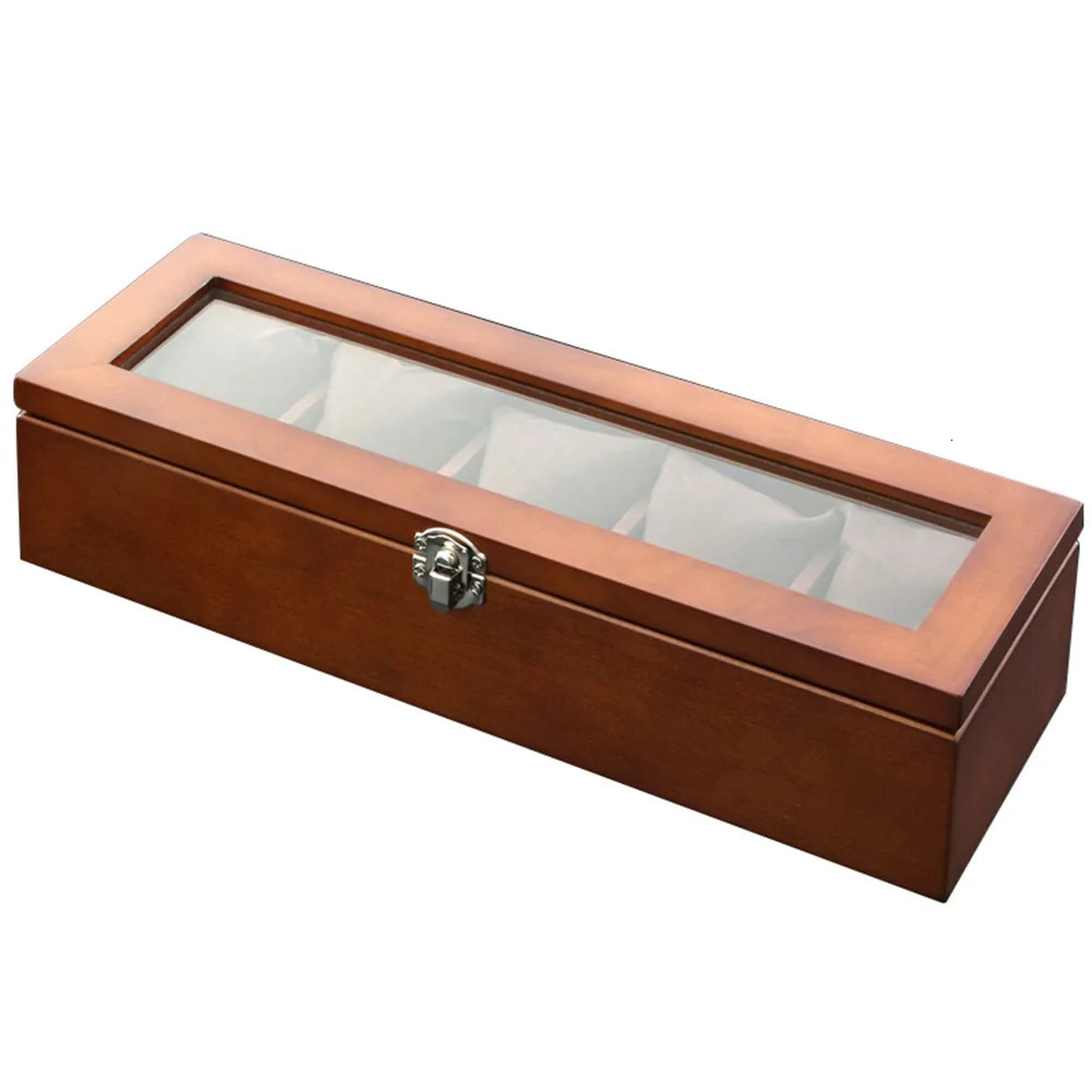 5-slot wooden watch organizer with glass luxury watch box storage box mens watch display box fashion stand 241018