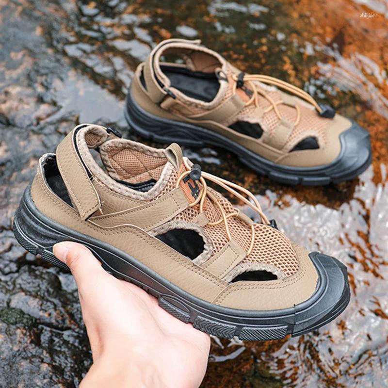 Sandals 2024 Cowhide Men Shoes Summer Large New Size Men's Fashion Slippers Big 39-44
