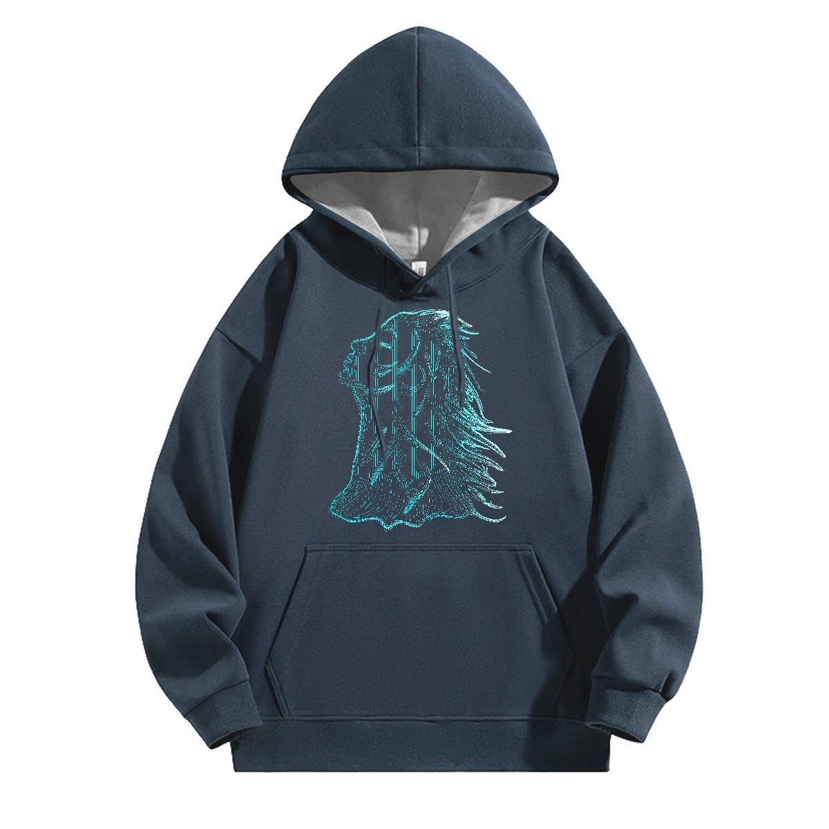 Fashion Casual Hoodie For Man Breathable Loose Mens Hoodie Custom Print Plus Size Pullover Hoodie Autumn Winter Casual Thick Fleece