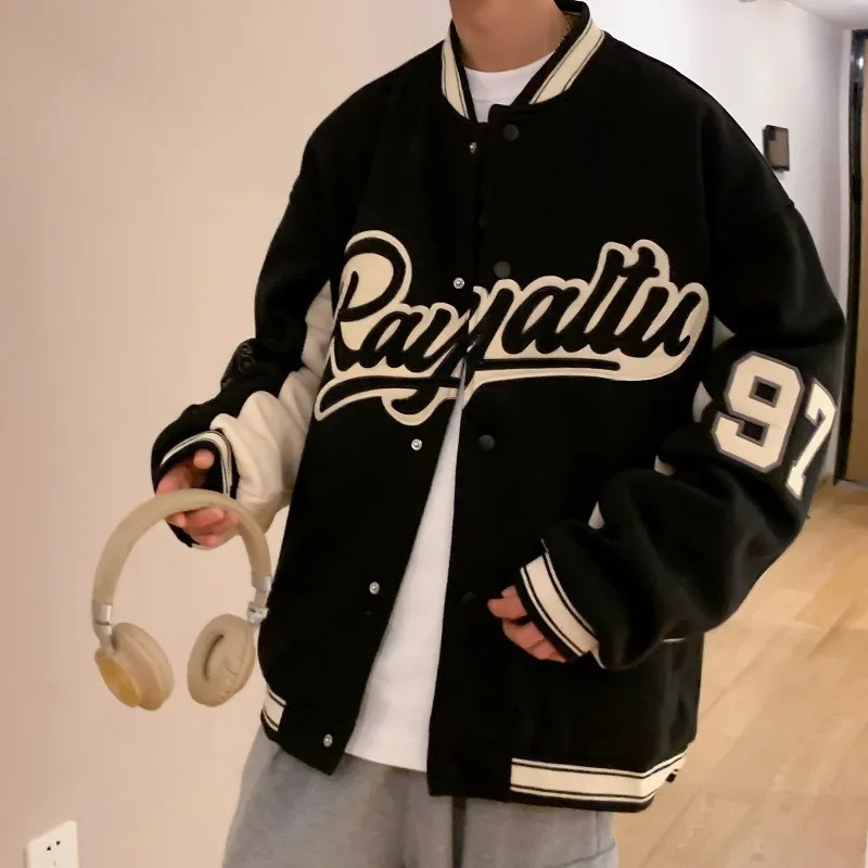 Autumn Mens Jacket American Style Street Youth Student Vintage Trendy Letter Embroidery Baseball Cap Ins 241018