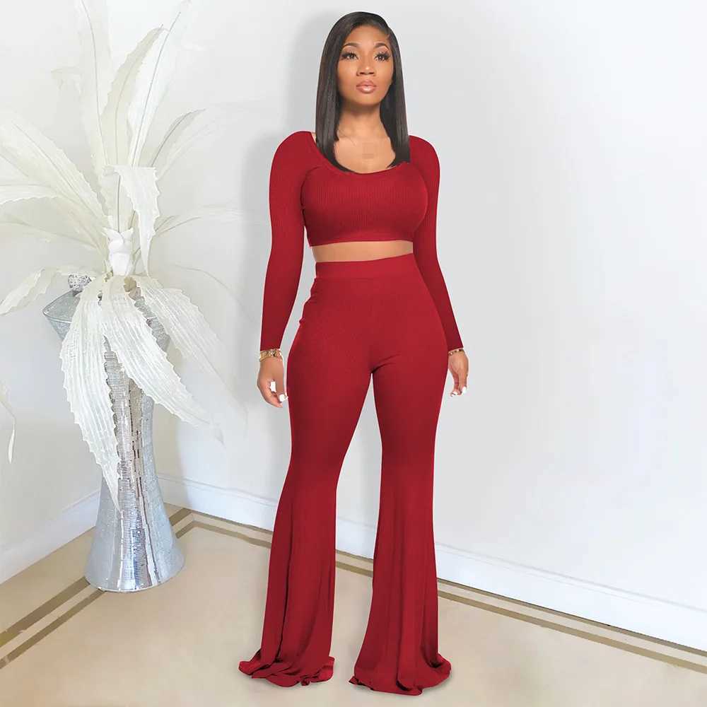 Women's Two Piece Pants two piece set women outfits fall outfits women 2 piece set pants sets long slve fall clothes for woman 2022 wholesale Y24