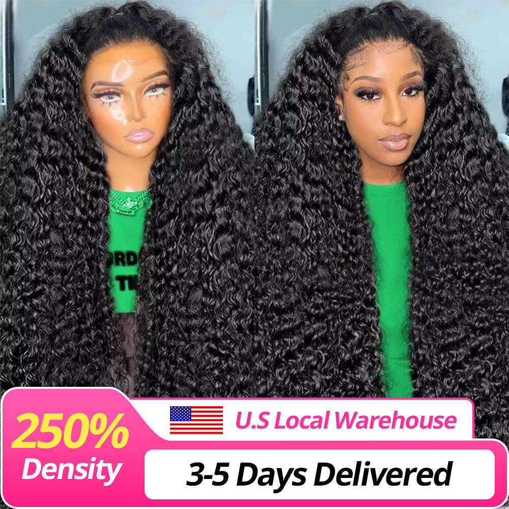 250% 40inch Curly 13x6 13x4 Frontal Wigs For Women Water Wave 360 HD Full Lace Wig PrePlucked 100% Human Hair CEXXY