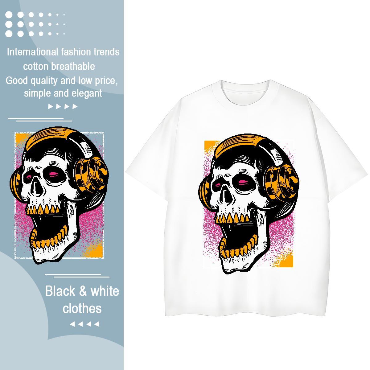 Designer T-Shirts for Women 230g Cotton Breathable Soft Street Wear skull Women Tees Wholesale White Plus Size Clothings