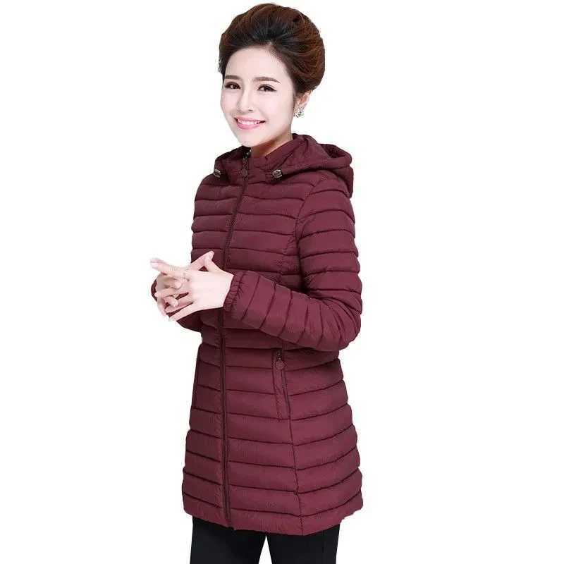 2023 Womens long down cotton ultralight womens hooded windproof coat warm thick ParkaX241019