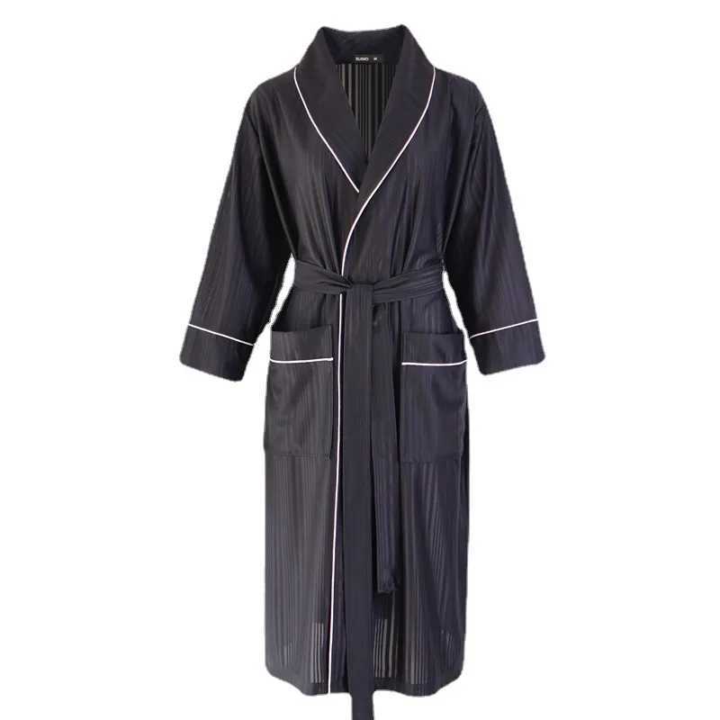 Fashion Bathrobe New Style Thin Men Robes V Neck Mens Sexy Sleepwear Summer Male Kimono Long Sleeve PajamasXJ241018